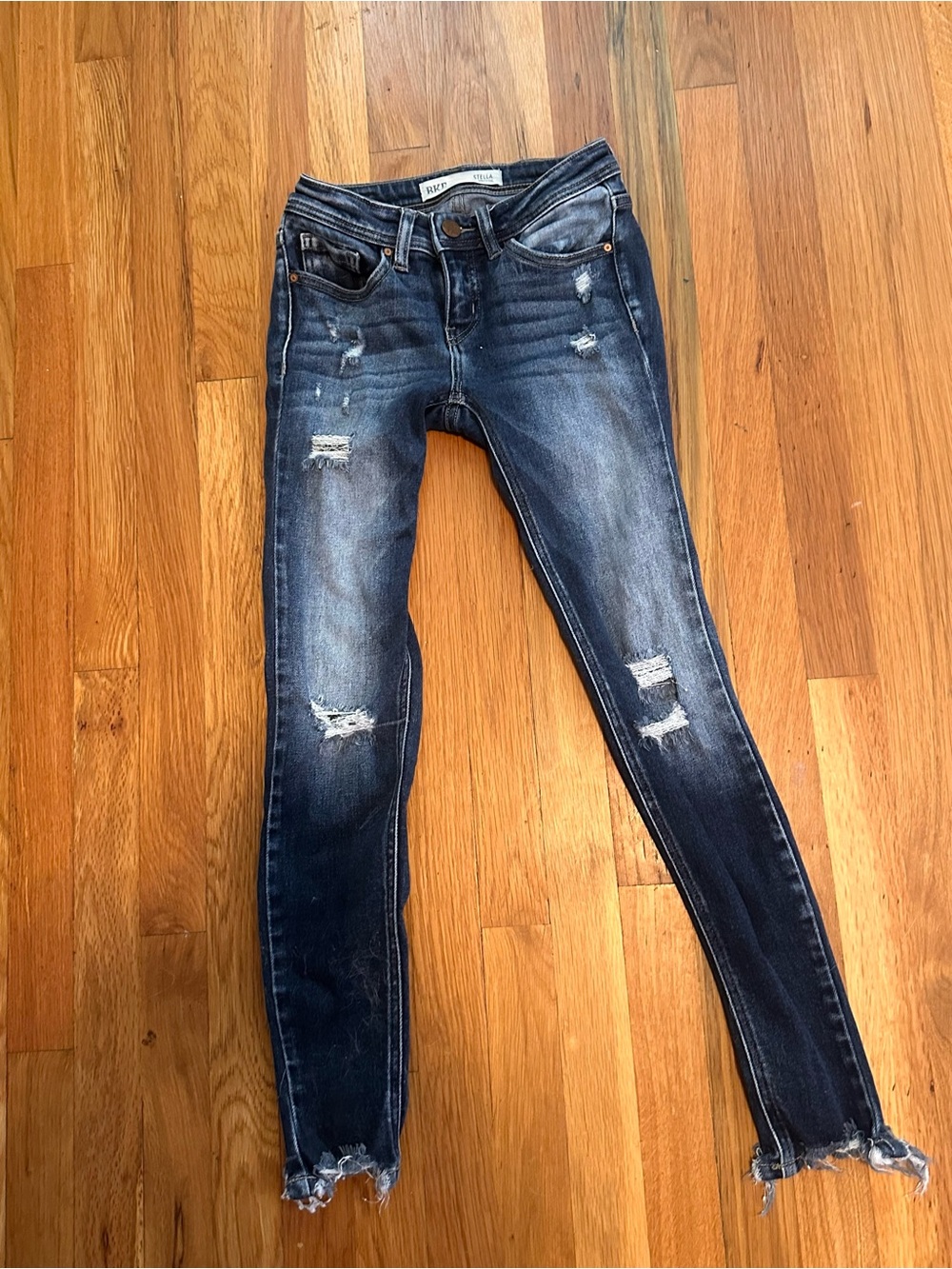 BKE Dark Blue Distressed Skinny Jeans
